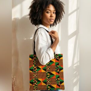 1pc African Kente Cloth Tote Bag